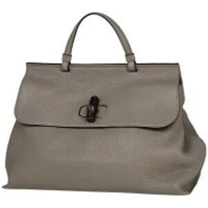 Gucci Bamboo Daily 2way Shoulder Bag Leather Gray